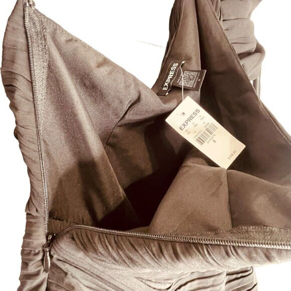 Express | One Puff Shoulder Ruched Ruffle Mini Dress Size M | NWT - Picture 13 of 13